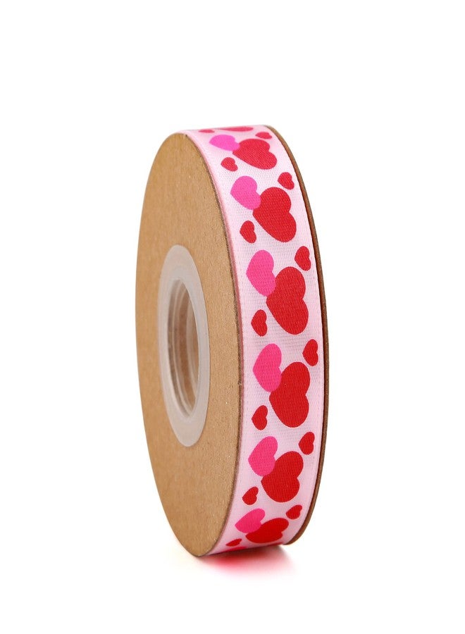 Meseey 10 Yards 5/8 Inch Valentine's Day Ribbons Pink and Red Heart Satin Ribbon for Wrapping Party DIY Craft Decoration - Image 1